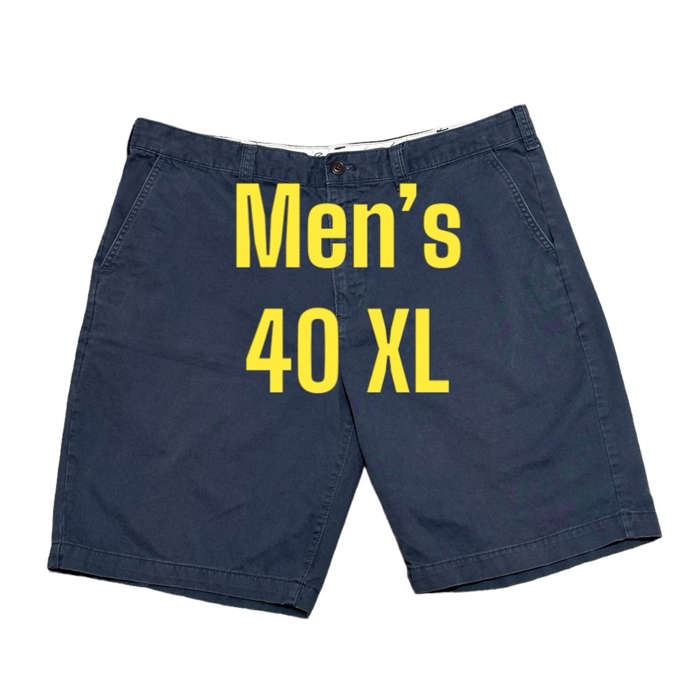 Men's Eddie Bauer 40 XL Chino Khakis Shorts Navy Blue Durable Twill Cotton EUC - Picture 2 of 9